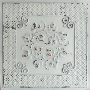 Ceiling tiles Faux tin distress crack white decor Bar wall panel PL66 DCWB 10pcs - Picture 1 of 16