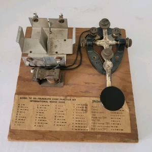 Vintage J-37 Zestaw kluczy telegraficznych na drewnianej podstawie na CZĘŚCI - Zdjęcie 1 z 10
