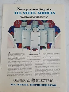 Monitor refrigerador eléctrico GE 1930 totalmente acero superior anuncio vintage - Imagen 1 de 1