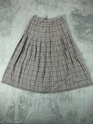 Mujer Faldas 8 Vintage Mezcla Seda GILMOR Negro Pata de Gallo Plisado Línea A Midi Foto 1 de 4