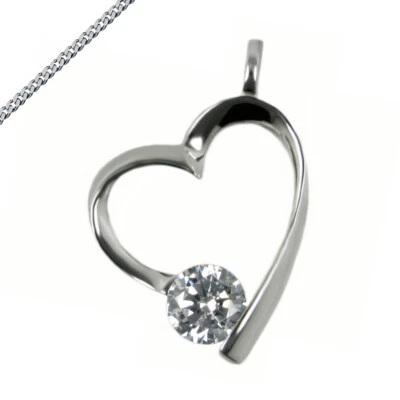 Ciondolo Cuore Un Zirconi Bianchi Anche Collana 925 Argento Bellissima da - Immagine 1 di 4