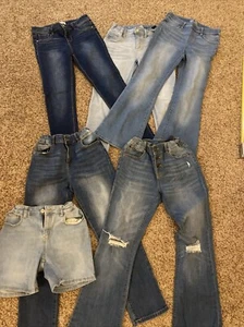 Girl Jean Lot There Abouts Distressed Flare Adjustable Waist Size 12 L@@K!!!! - Picture 1 of 24