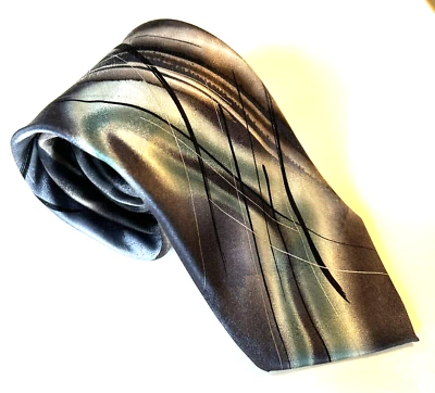 Corbata para hombre J Garcia Collection 58 Desert Storm 100 % seda azul verde plata gris Foto 1 de 4