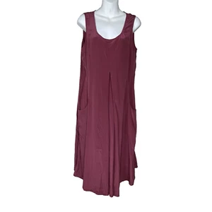 J. Jill Silk Midi Dress Size M Mulberry Mauve Sleeveless Pockets Side Zip Lagom - Picture 1 of 9