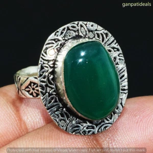 Green Onyx Gemstone Handmade Ring Jewelry US Size- 7.25 GR-31126 - Picture 1 of 1