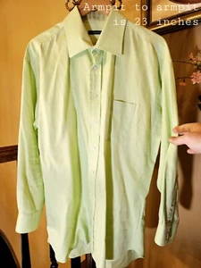 Burberry London Light Green Lime ButtonDown Cotton Longsleeve Shirt Handmade$760 - Picture 1 of 6