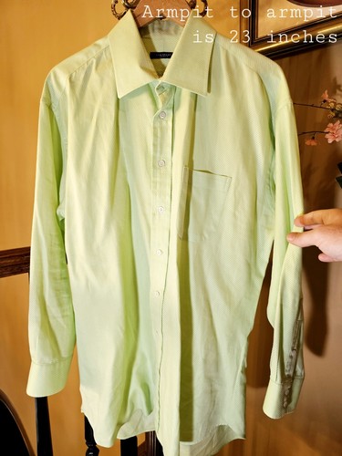 Camicia manica lunga Burberry London verde chiaro lime cotone bottoni fatta a mano $760