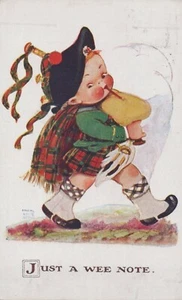 Scottish Boy Plays Bagpipes Wee Note MLA Artist Signed Mabel Lucie Attwell I354 - Picture 1 of 2