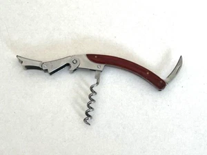 CORKSCREW Bottle Opener waiters KEY WOOD Double Hinged With Foil Cutter - Great - Bild 1 von 4