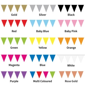 COLOURED PARTY BUNTING 10M EVENT DECORATION 15 FLAGS - CHOOSE YOUR COLOUR - Picture 1 of 16