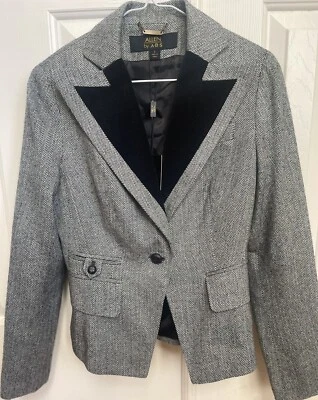 Chaqueta Blazer ABS Allen Schwartz Gris y Negra Botón Único Nueva con Etiquetas Talla 2 Foto 1 de 4