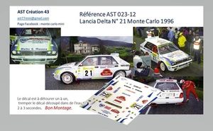 DECAL 1 43 LANCIA DELTA INTEGRALE N° 21 RALLY WRC MONTE CARLO 1996 MONTECARLO - Picture 1 of 1