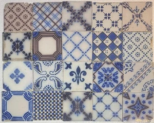 FRANCIA AZULEJOS ANTIGUOS - PAS DE CALAIS - DESVRES - 20 - TILE SET c1870 - Picture 1 of 9
