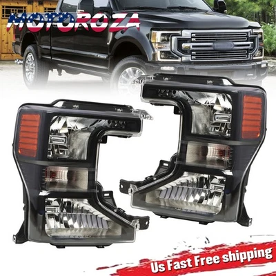 Halogen Black Headlights For 2020-2022 Ford F250 F350 F450 SuperDuty Left+Right Foto 1 de 4