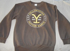 Yellowstone Dutton Ranch Sweatshirt Herren Small Braun Besticktes Logo Crew Neu - Bild 1 von 3
