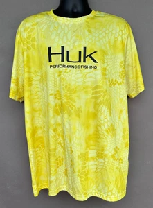 Camisa HUK Para Hombre XXL Amarilla Camuflada Manga Corta Rendimiento Pesca Elastizada Exterior - Imagen 1 de 8