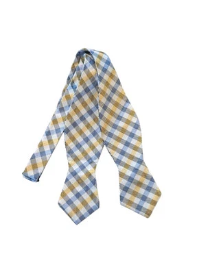 The Tie Bar bow tie, 100% silk plaid pale blue & yellow Preppy - Image 1 of 3