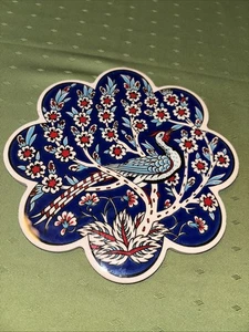 Scallop Colorful Turkish Ceramic Tile Trivet 7" Dia. Made In Turkey - Picture 1 of 4