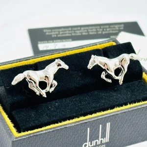 Unbenutzte, seltene Dunhill Pferd Manschettenknöpfe in 925 Silber mit Pferd Tier Design - Bild 1 von 10