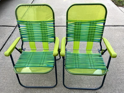 2 - Silla de Césped Tubo Jelly Vintage Playa Patio Verde Azul Vinilo Retro LEER Foto 1 de 4