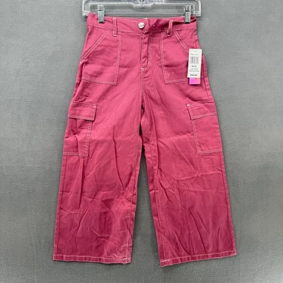 Derek Heart Pants Girls 10/12 Rose Wine Wide Leg Cargo Jogger Sportswear NWT - Image 1 of 4