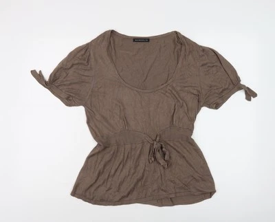 Mandolin Women Brown Short Sleeve Knitted Tunic Size 16 - Image 1 of 4