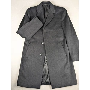 Kenneth Cole Reaction Men Charcoal Wool Blend Overcoat Long Coat 38R EUC - Picture 1 of 15