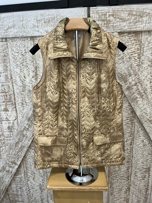 Chaleco para mujer Chico dorado con estampado de pitón cremallera completa talla 1 Foto 1 de 4