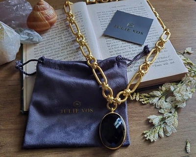 Julie Vos NWT - Ivy Statement Necklace - Obsidian Black - 24K Gold Plated - Image 1 of 4