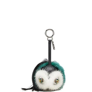 Auth Fendi Bag Bugs Monster Fur Charm Pompom Keychain Black Green All in Photo - Picture 1 of 6