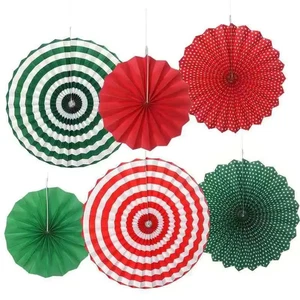 6 Pcs Christmas Paper Fans Xmas Decoration Balloons Hanging Balloons Birthday UK - Picture 1 of 5