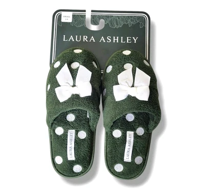 Женские тапочки Laura Ashley маленькие 5-6 | зеленые в горошек бант пена с эффектом памяти новые с ценниками - Изображение 1 из 4