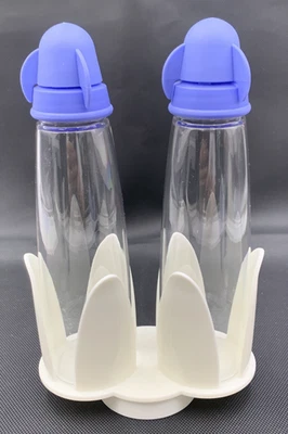Tupperware Olio e Aceto Cruets Insalata Trasparente Elegante Viola Trasparente e Porta - Immagine 1 di 4