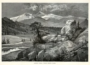 Longs Peak from Estes Park, Colorado, Historic America 1872 Antique Engraving - Picture 1 of 4