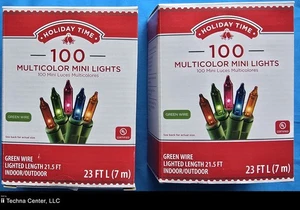 Holiday Time 100 Multicolor Mini Lights, Green Wire, Indoor/Outdoor, 2 Packs - Picture 1 of 7