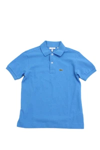 Lacoste Boys Short Sleeve Collared Logo Polo Shirt Bright Blue Cotton Size 10 - Picture 1 of 6