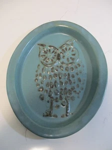 Bennington Vermont Keramik Eule Plakette blau 8 3/8" x 6 3/4" - Bild 1 von 5