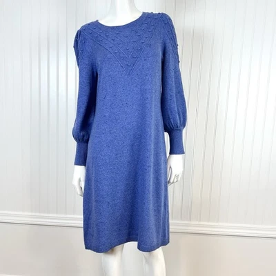 Talbots Sweater Knit Dress Knee Length Size Petite Large Blue Winter Comfy  - Image 1 of 4