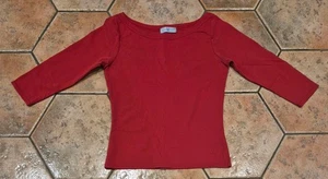 LADIES NEW LOOK RED 3/4 SLEEVE STRETCH TOP - 14 - Picture 1 of 2