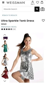 Weissman Tanzkostüm 16343 Ultra Sparkle Tank Kleid Silber - Erwachsene Small - Bild 1 von 8
