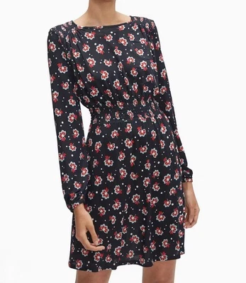 Vestido tejido Kate Spade junto al mar flor azul marino y rojo ojo de cerradura Nk floral elástico talla L Foto 1 de 4