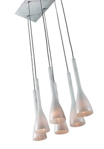 ET2 Flute 6-Light Dining Pendant Chandelier Fixture White Glass Modern E20074-01 - Picture 1 of 4