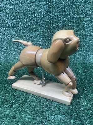 WOODEN DOG Artist's ARTICULATED Jointed POSEABLE FIGURE Drawing MODEL 5” - Image 1 of 4