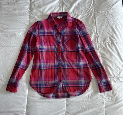 Camisa de franela Orvis para mujer XS roja Laurie a cuadros ligera elástica con botones Foto 1 de 4