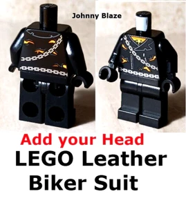 Nuevo LEGO Flaming Cuero Motociclista Traje Ciclismo Cadena de Seguridad Ghost Rider Torso Pierna - Imagen 1 de 1