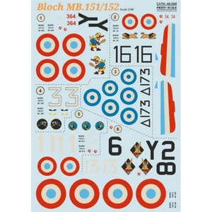CALCOMANÍAS Bloch MB.151/152 escala de impresión 1:48 48-268 para kit de modelo de plástico - Imagen 1 de 6