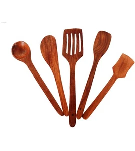 Set cucchiai da cucina e porzione in legno organizer da cucina articoli-5 pezzi - Foto 1 di 7