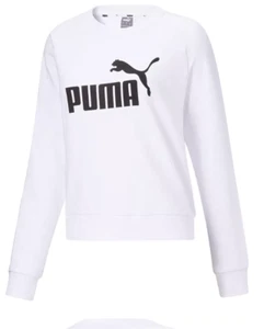 PUMA Sweatshirt Womens Small Classic Big Cat Logo Long Sleeve Crew Neck White - Picture 1 of 5