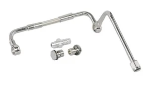 Kit de línea de combustible de doble alimentación cromada Edelbrock 8132 sin filtro entrada de extremo de púas de 3/8" - Imagen 1 de 3