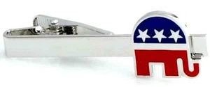 Republican Party Elephant Tie Bar Clips Clasp Men Woman Shirt Clothing Jewelry - Picture 1 of 4